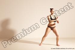 Underwear Martial art Woman White Moving poses Average long colored Dynamic poses Academic